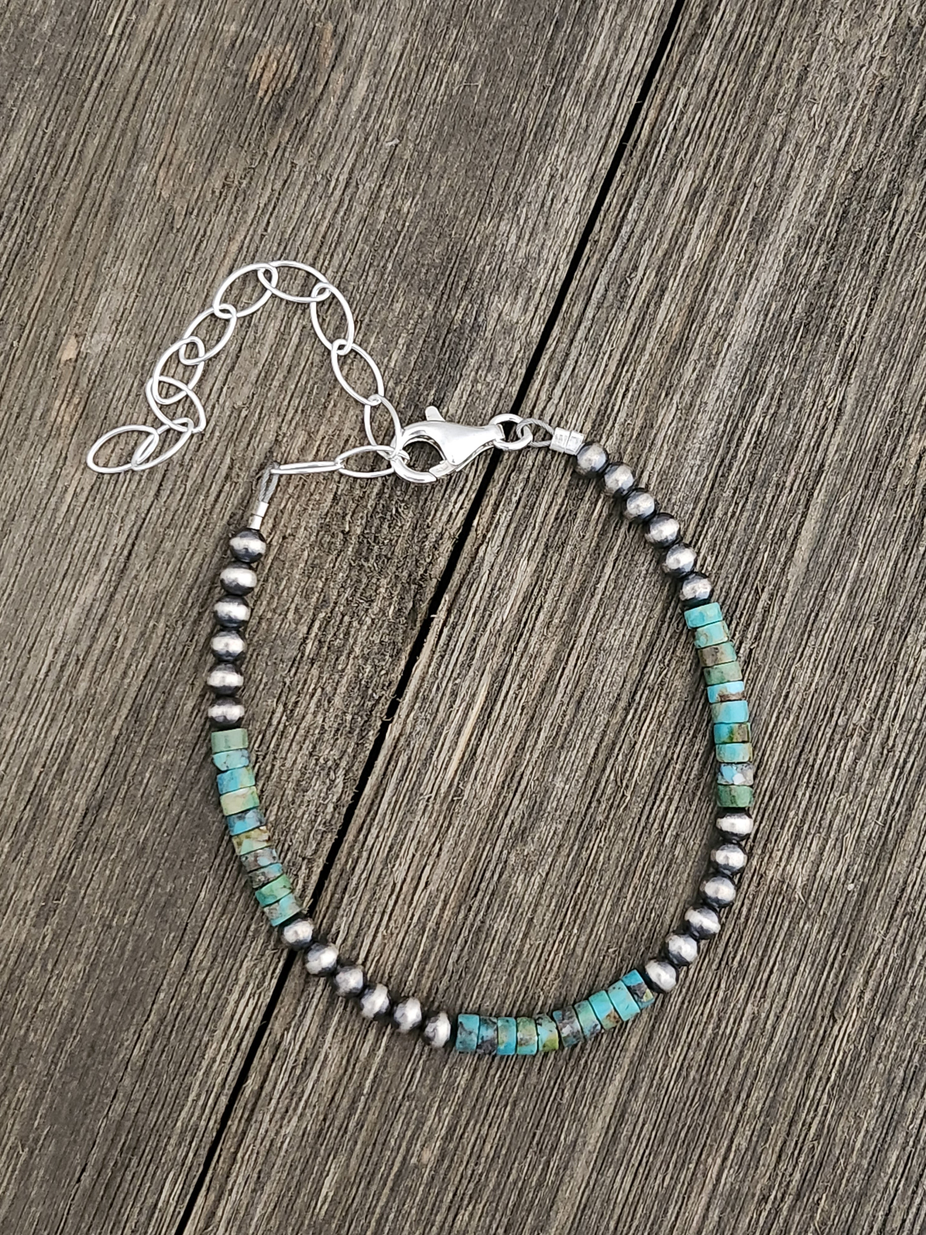 Sterling Silver Navajo Pearl & Turquoise Beaded Bracelets