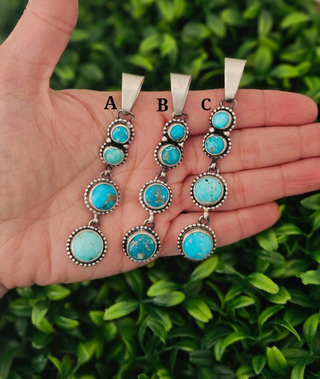 Stamped Sterling Silver Stone Turquoise Drop Pendant – Turquoise925