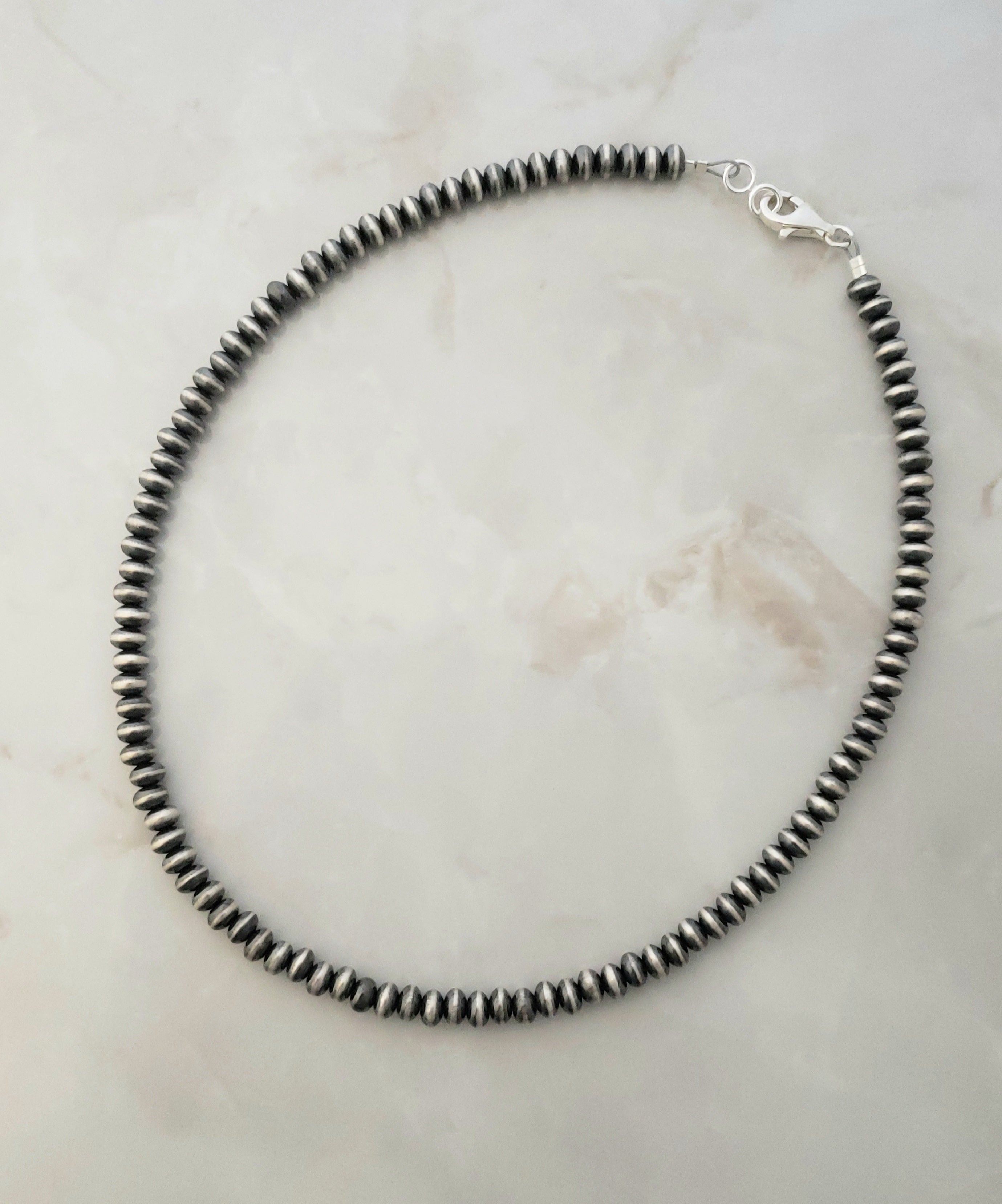 Sterling Silver Navajo Pearl Necklace 3-6mm 18”