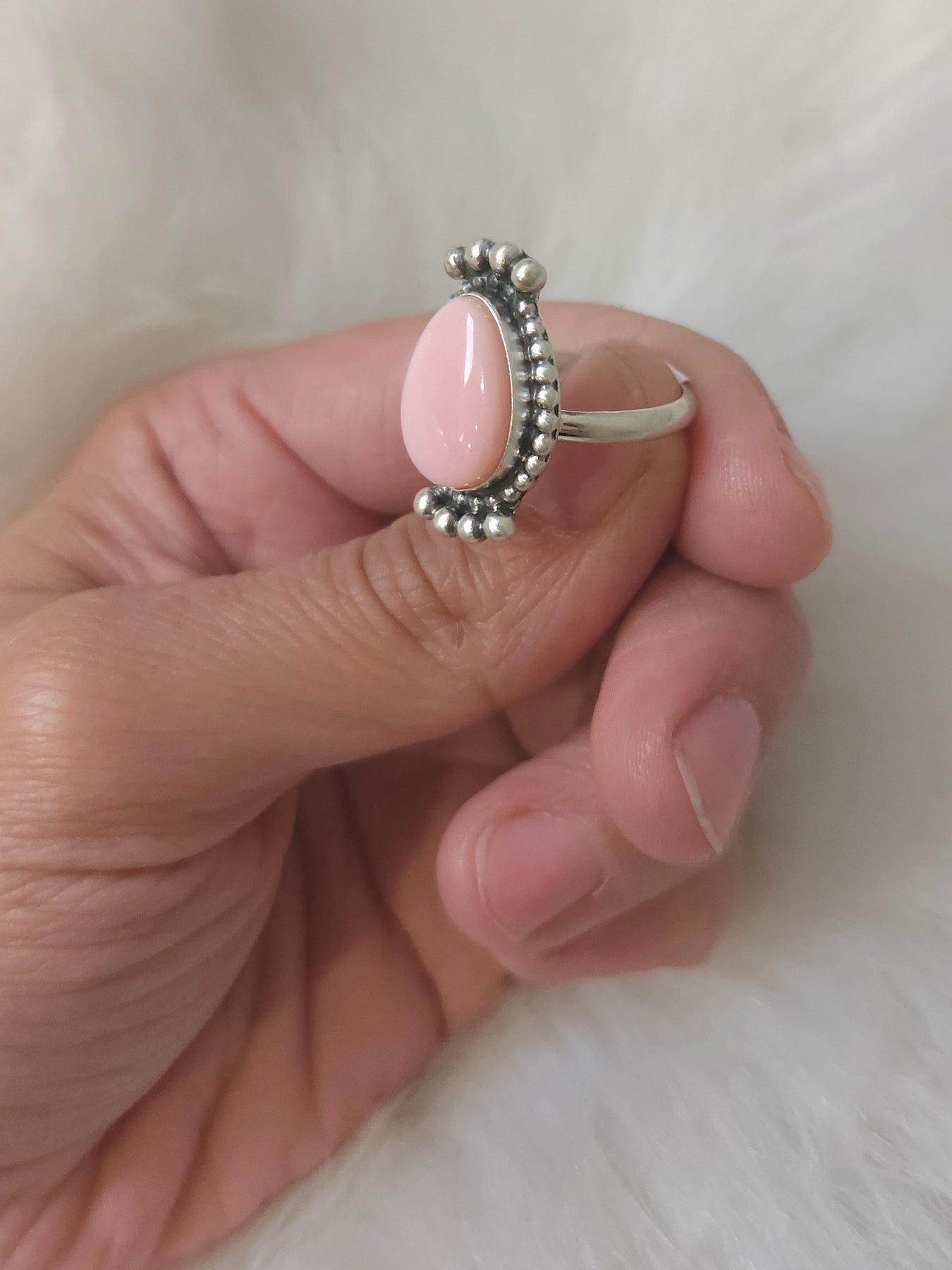 Stamped Sterling Silver Pink Conch Shell Rings – Turquoise925