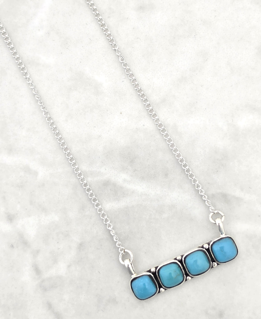 Sterling Silver Turquoise 4-Stone Bar Necklace – Turquoise925