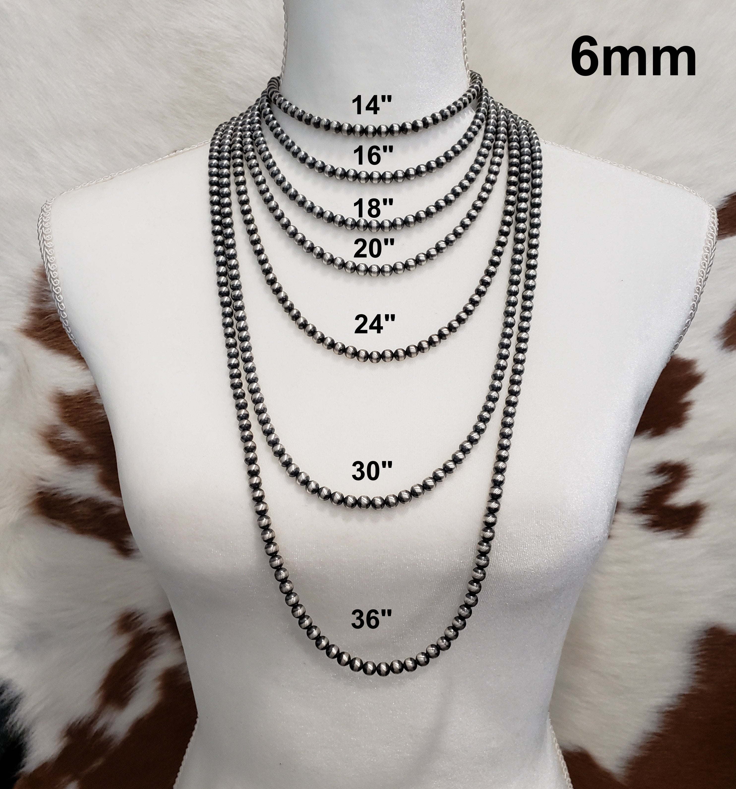 Sterling Silver Navajo Pearls 6mm Necklace Oxidized Beads – Turquoise925